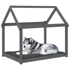 Cama para perros madera maciza de pino gris 111x80x100 cm