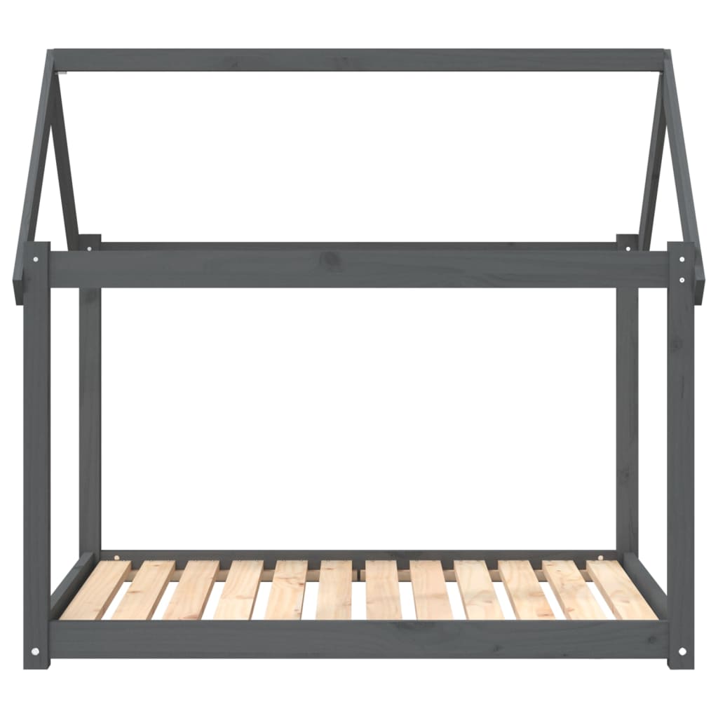 Cama para perros madera maciza de pino gris 111x80x100 cm