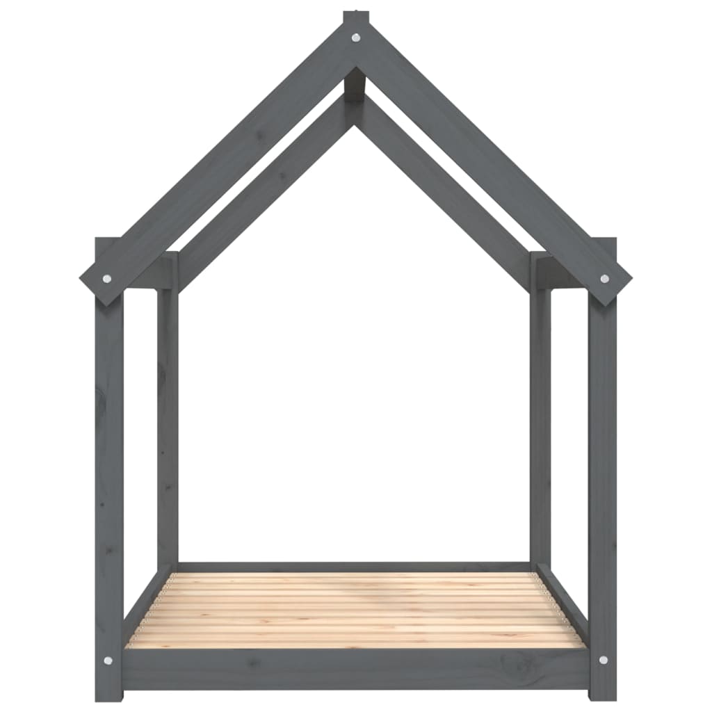 Cama para perros madera maciza de pino gris 111x80x100 cm