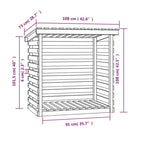 Leñero de madera maciza de pino 108x73x108 cm