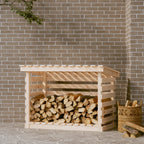 Leñero de madera maciza de pino 108x73x108 cm