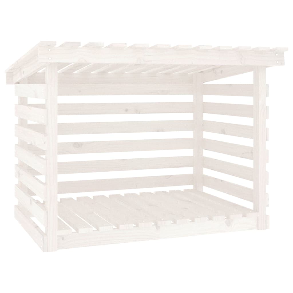 Leñero de madera maciza de pino blanco 108x73x79 cm