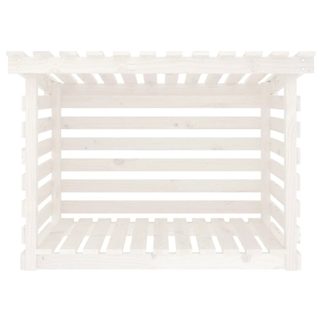Leñero de madera maciza de pino blanco 108x73x79 cm