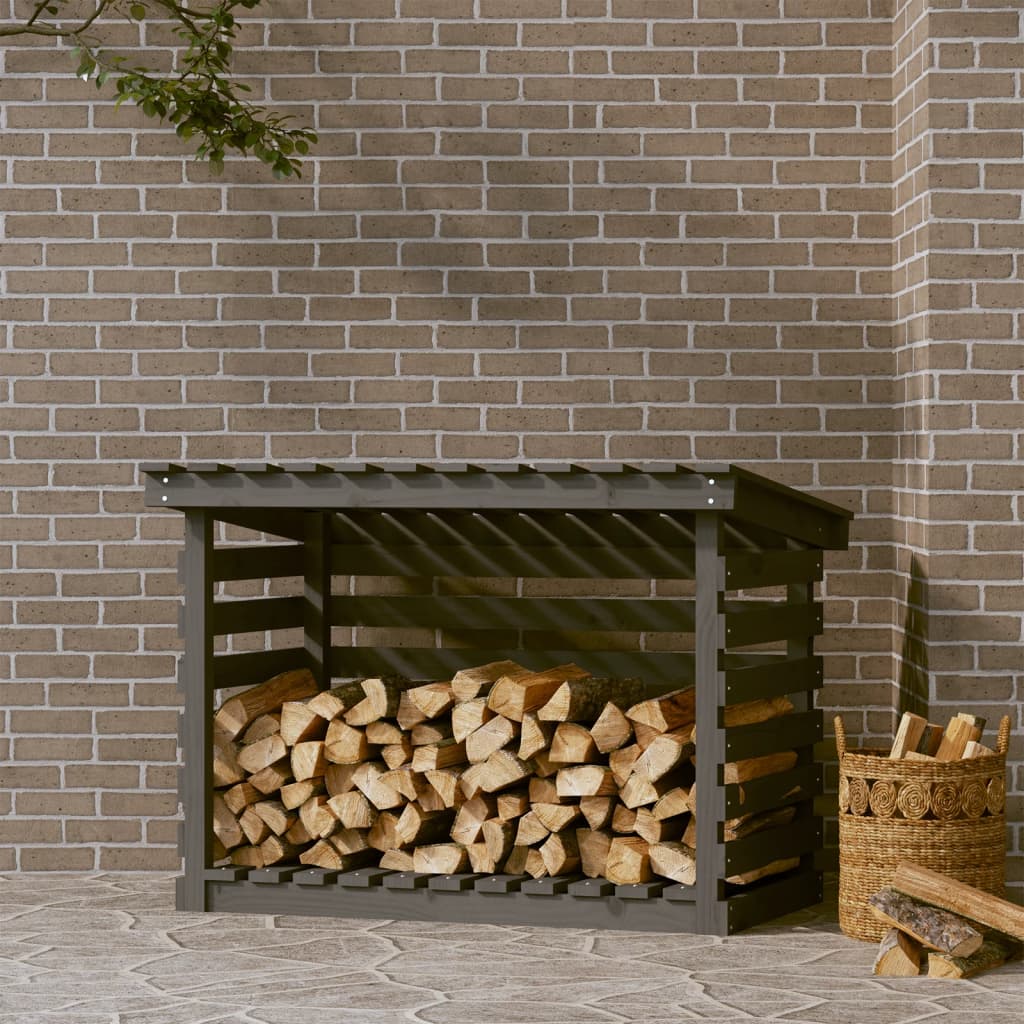 Leñero de madera maciza de pino blanco 108x73x79 cm