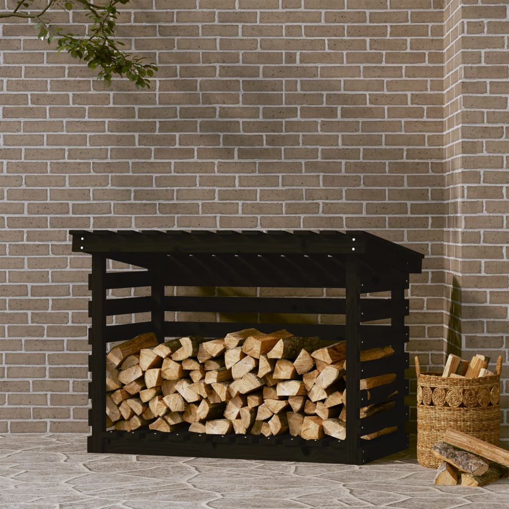 Leñero de madera maciza de pino blanco 108x73x79 cm