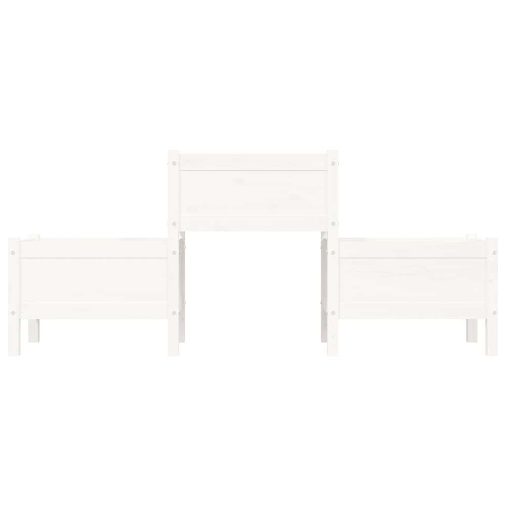 Jardinera de madera de pino maciza blanca 178,5x44x75 cm