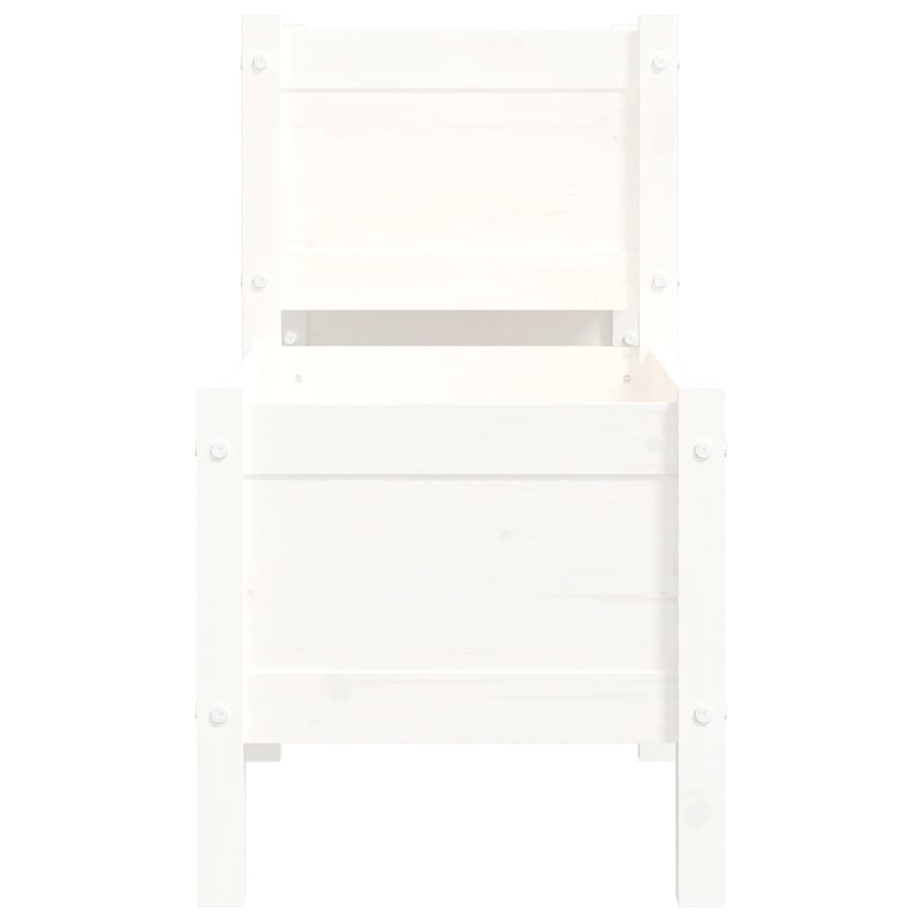 Jardinera de madera de pino maciza blanca 178,5x44x75 cm