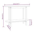 Mesa consola de madera maciza de pino blanco 110x40x80 cm