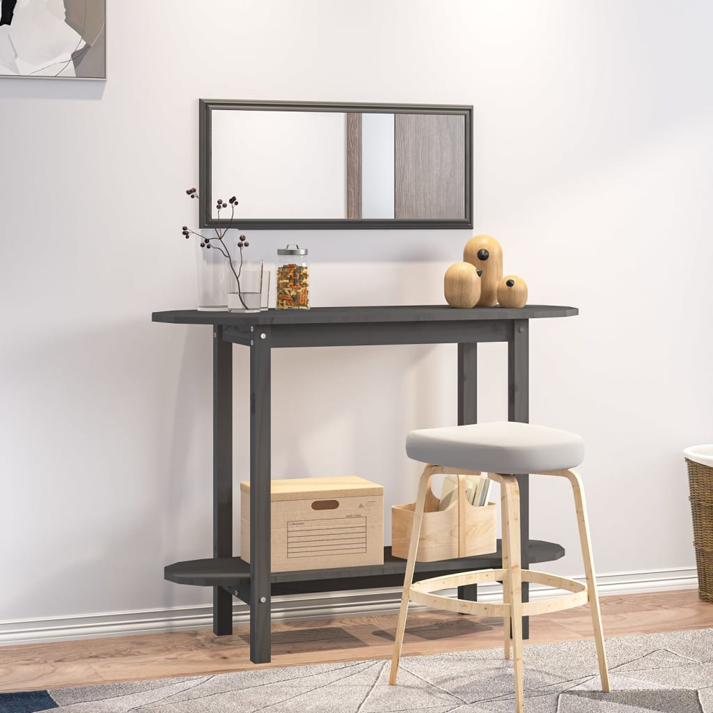 Mesa consola de madera maciza de pino blanco 110x40x80 cm