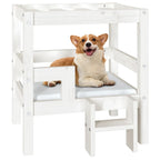 Cama para perros madera maciza de pino blanco 55,5x53,5x60 cm