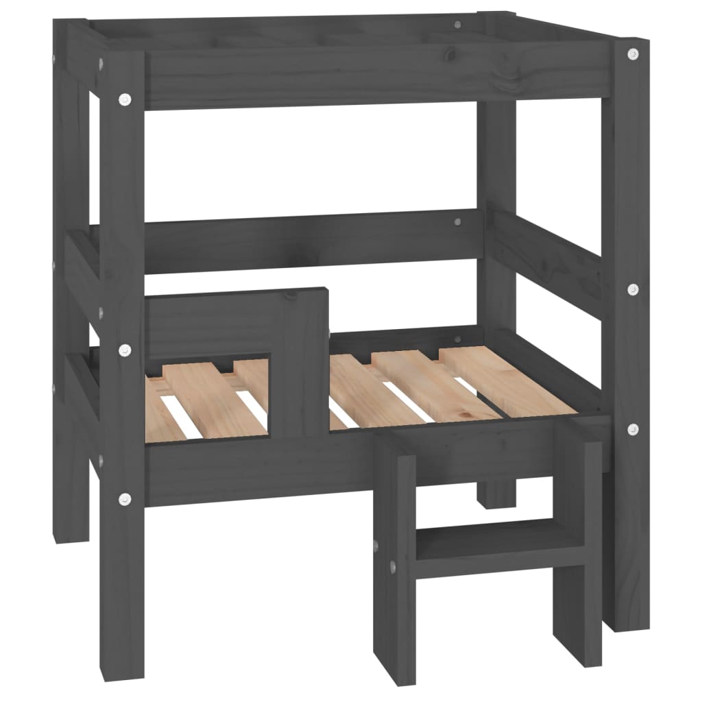 Cama para perros madera maciza de pino gris 55,5x53,5x60 cm