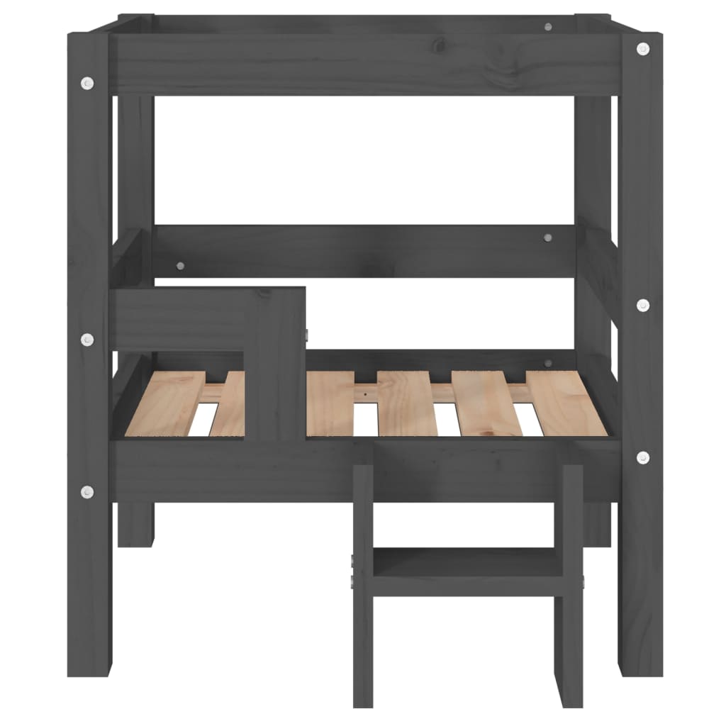 Cama para perros madera maciza de pino gris 55,5x53,5x60 cm