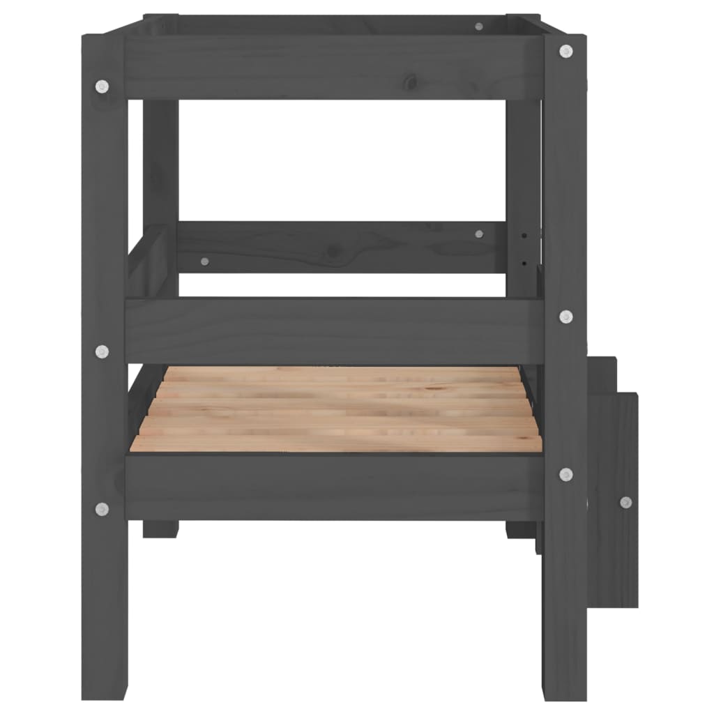 Cama para perros madera maciza de pino gris 55,5x53,5x60 cm