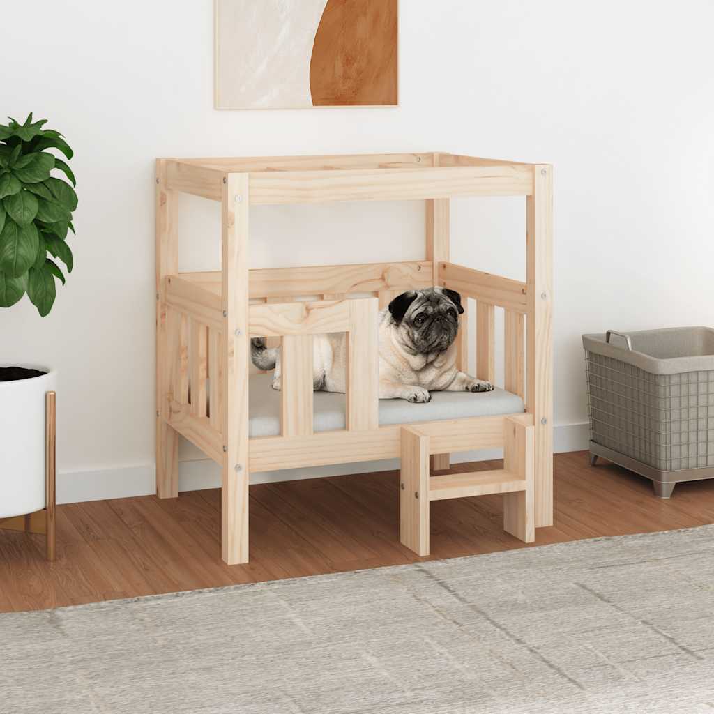 Cama para perros madera maciza de pino 55,5x45,5x28 cm