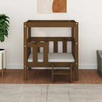 Cama para perros madera maciza pino marrón miel 65,5x50,5x70 cm