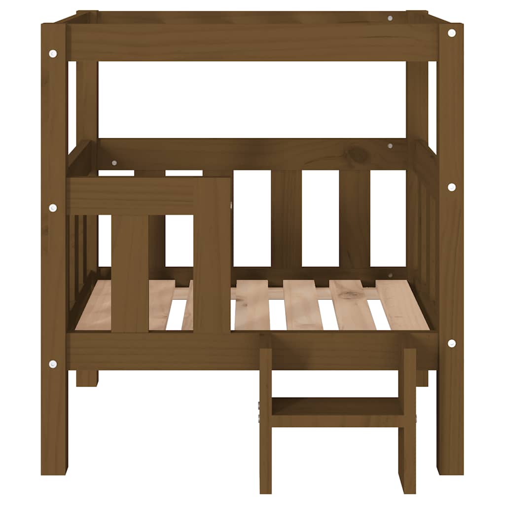 Cama para perros madera maciza pino marrón miel 65,5x50,5x70 cm