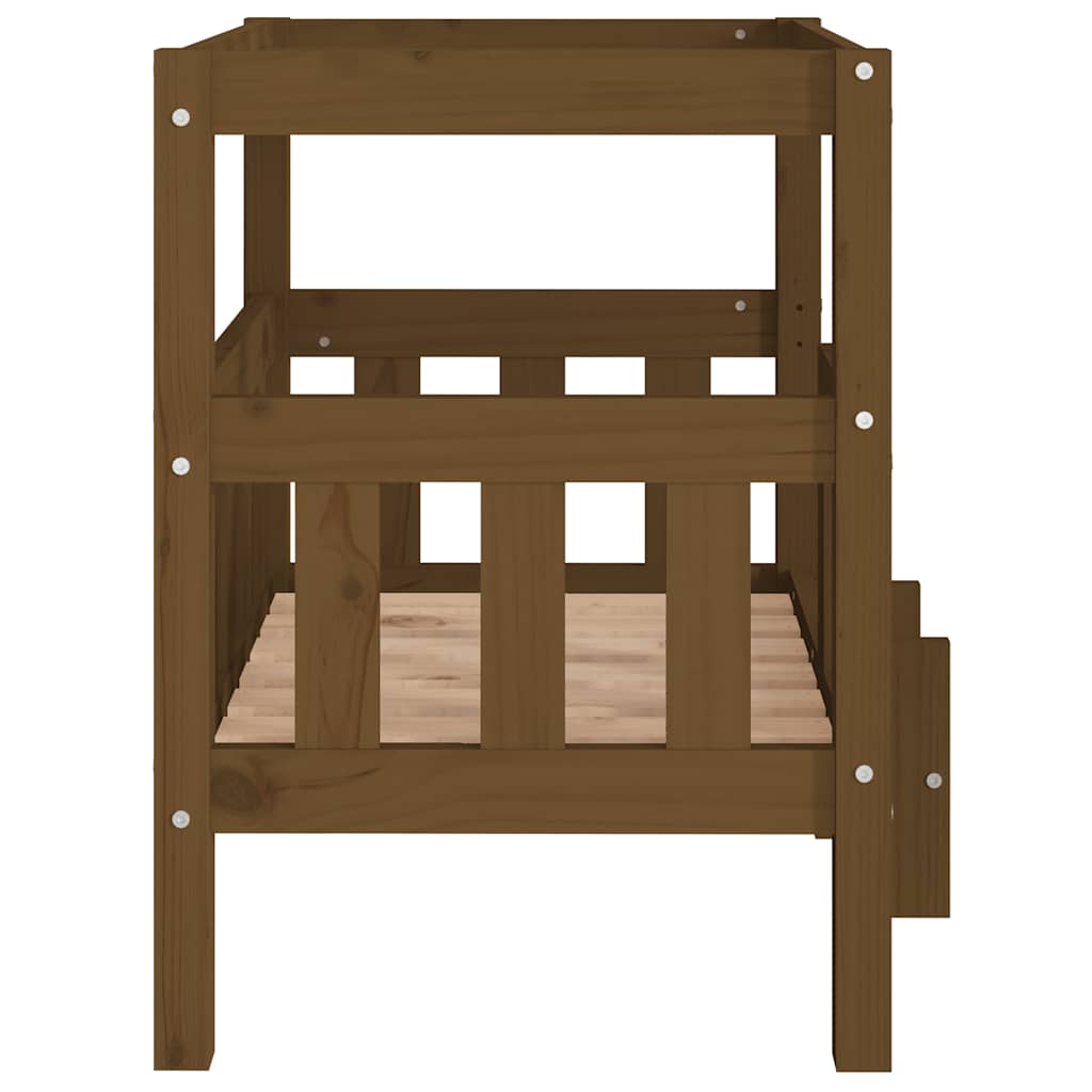 Cama para perros madera maciza pino marrón miel 65,5x50,5x70 cm