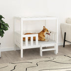 Cama para perros madera maciza de pino blanco 95,5x65,5x28 cm