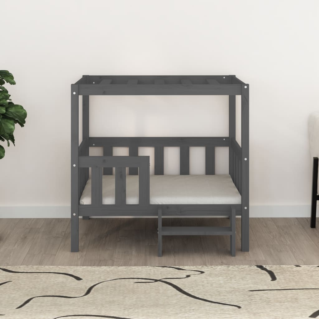 Cama para perros madera maciza de pino gris 95,5x73,5x90 cm