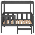 Cama para perros madera maciza de pino gris 95,5x73,5x90 cm