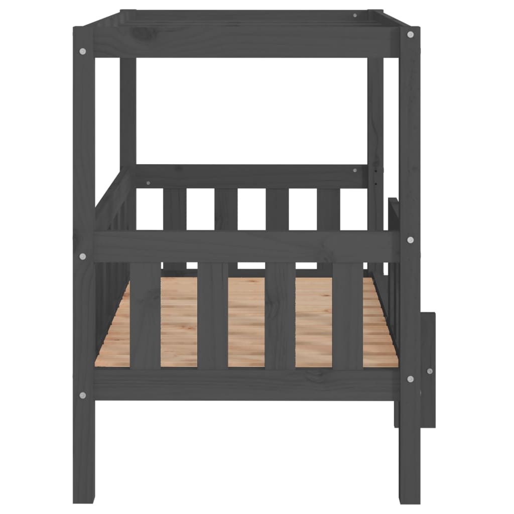 Cama para perros madera maciza de pino gris 95,5x73,5x90 cm