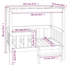 Cama para perros madera maciza de pino gris 95,5x73,5x90 cm