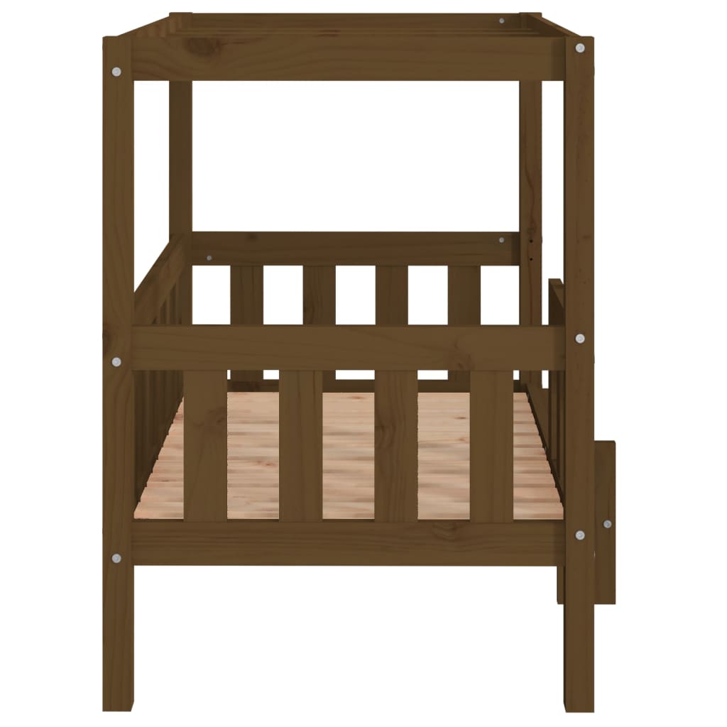 Cama para perros madera maciza pino marrón miel 95,5x73,5x90 cm