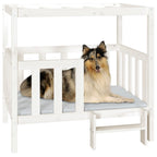 Cama para perros madera maciza de pino blanco 105,5x83,5x100 cm