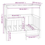 Cama para perros madera maciza de pino blanco 105,5x83,5x100 cm