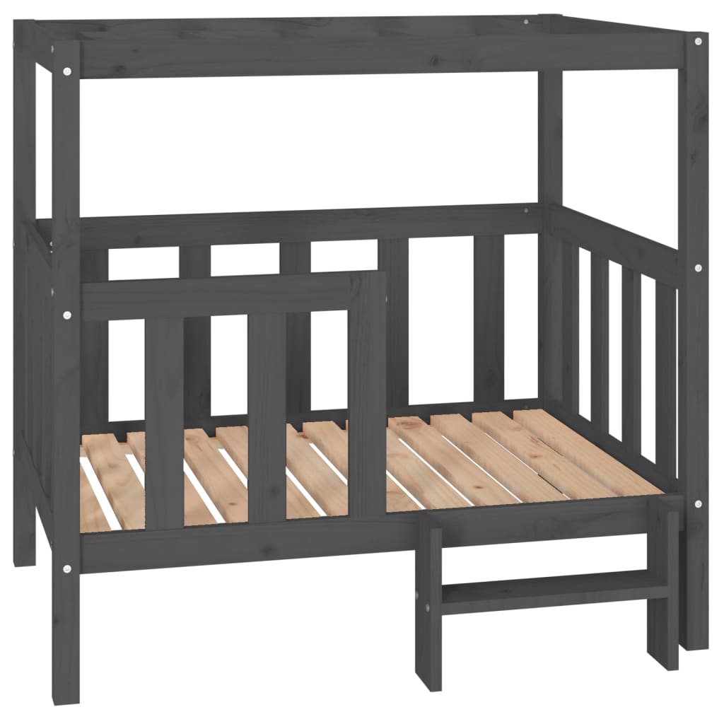 Cama para perros madera maciza de pino gris 105,5x83,5x100 cm