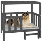 Cama para perros madera maciza de pino gris 105,5x83,5x100 cm