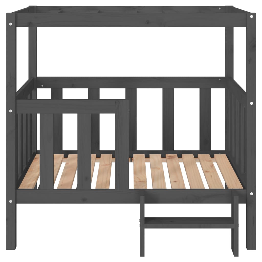 Cama para perros madera maciza de pino gris 105,5x83,5x100 cm