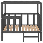 Cama para perros madera maciza de pino gris 105,5x83,5x100 cm