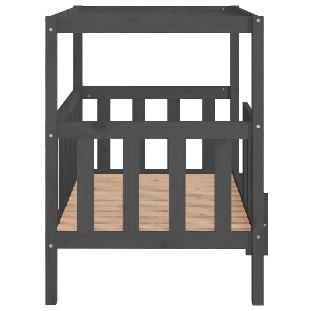 Cama para perros madera maciza de pino gris 105,5x83,5x100 cm