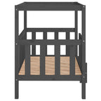 Cama para perros madera maciza de pino gris 105,5x83,5x100 cm