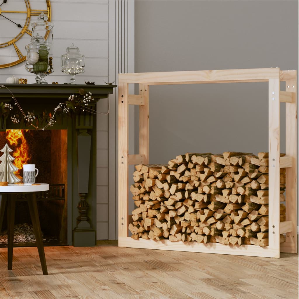 Estante para leña madera maciza de pino 100x25x100 cm