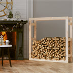 Estante para leña madera maciza de pino 100x25x100 cm
