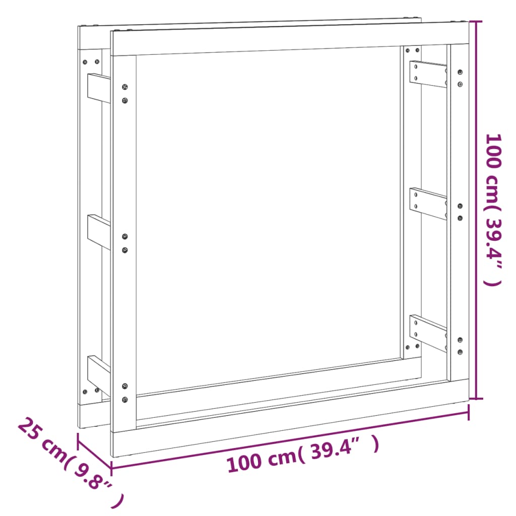 Estante para leña madera maciza de pino 100x25x100 cm
