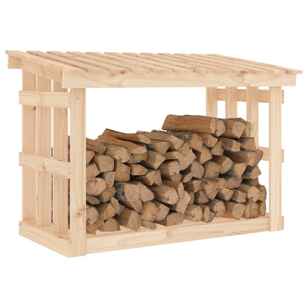 Leñero de madera maciza de pino 108x64,5x77 cm