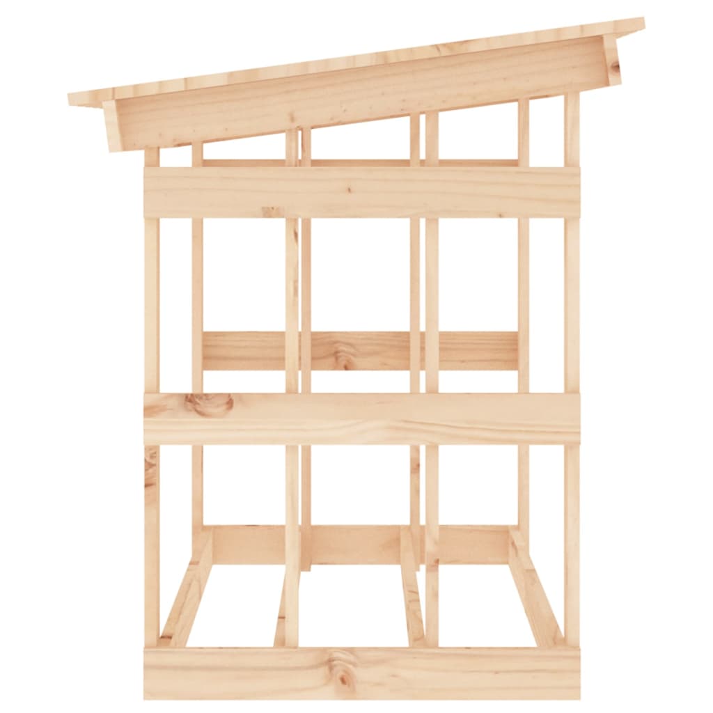 Leñero de madera maciza de pino 108x64,5x77 cm
