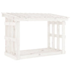Leñero de madera maciza de pino blanco 108x64,5x77 cm