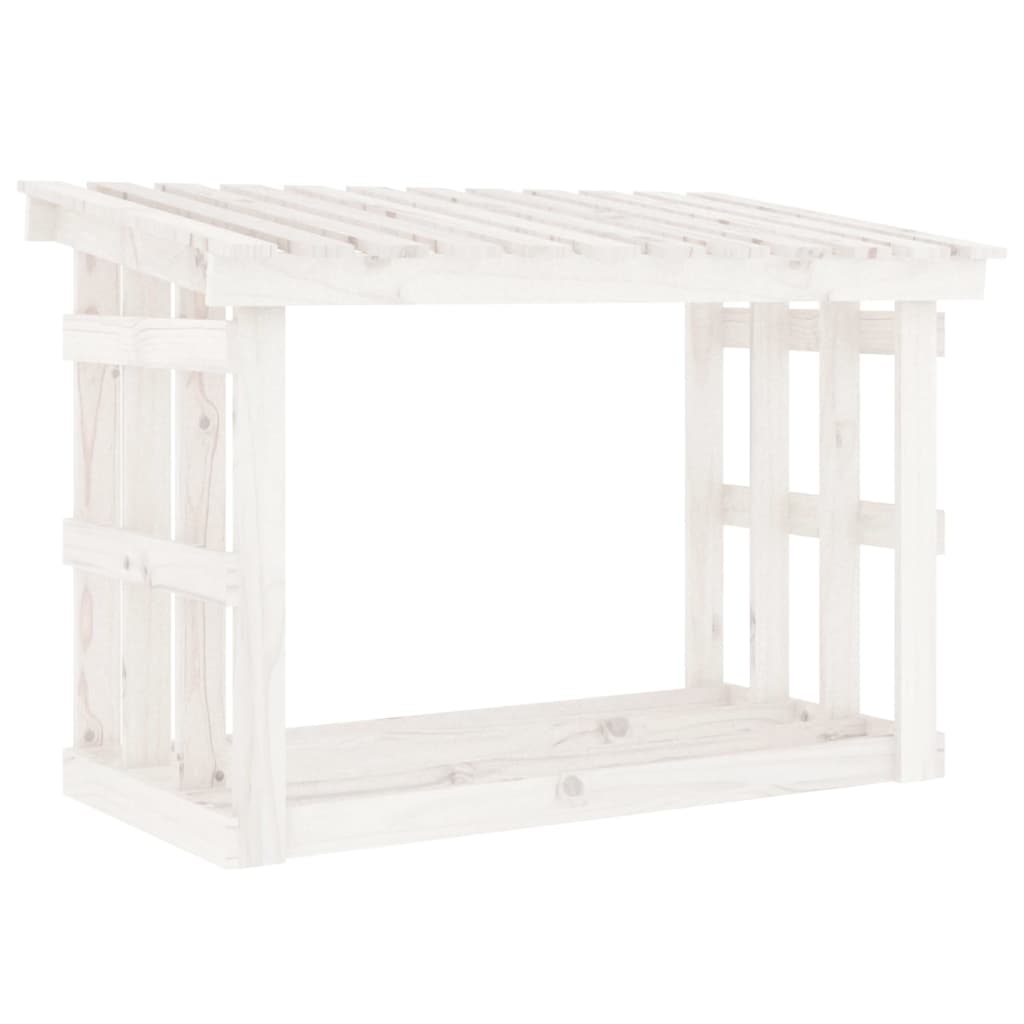 Leñero de madera maciza de pino blanco 108x64,5x77 cm