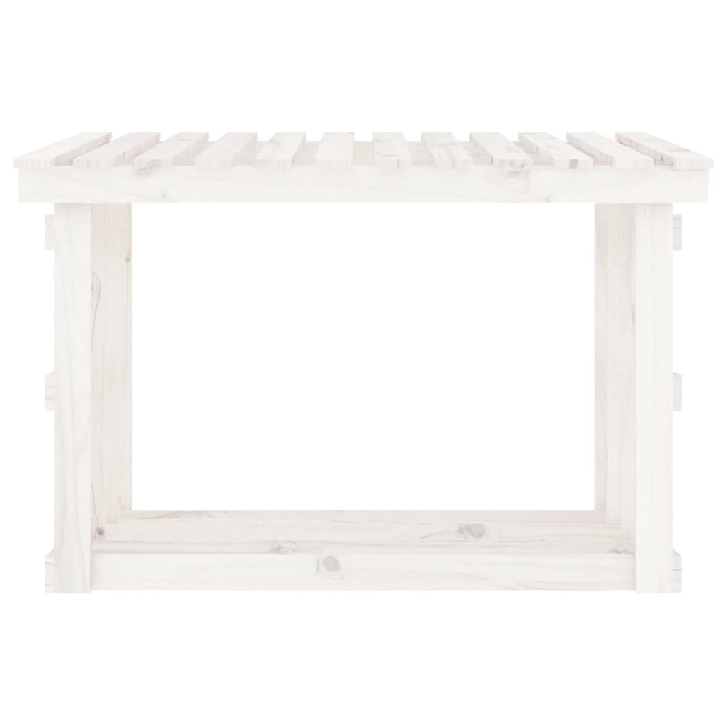 Leñero de madera maciza de pino blanco 108x64,5x77 cm