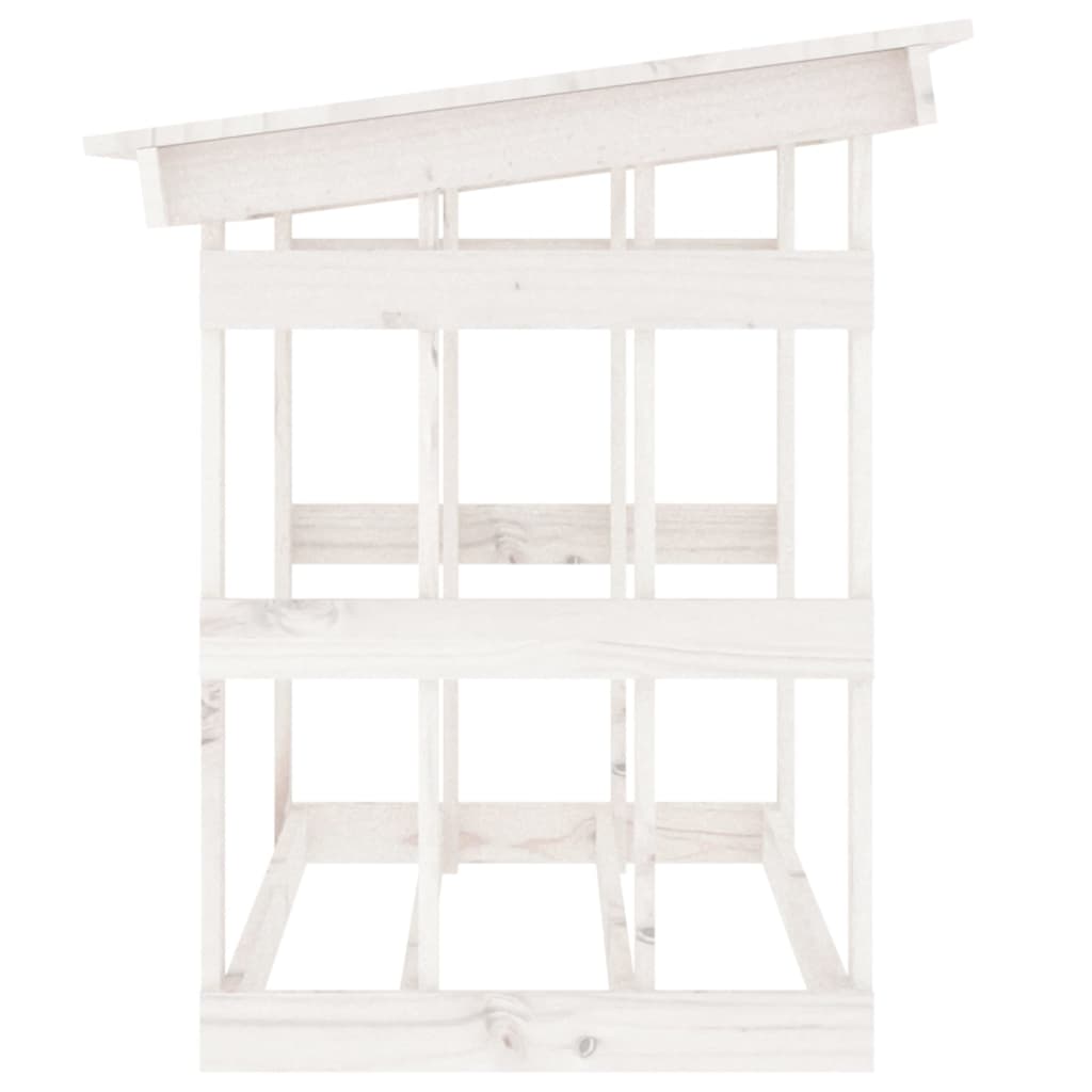 Leñero de madera maciza de pino blanco 108x64,5x77 cm