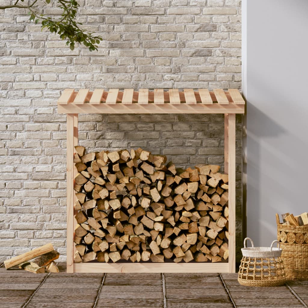 Leñero de madera maciza de pino 108x64,5x110 cm