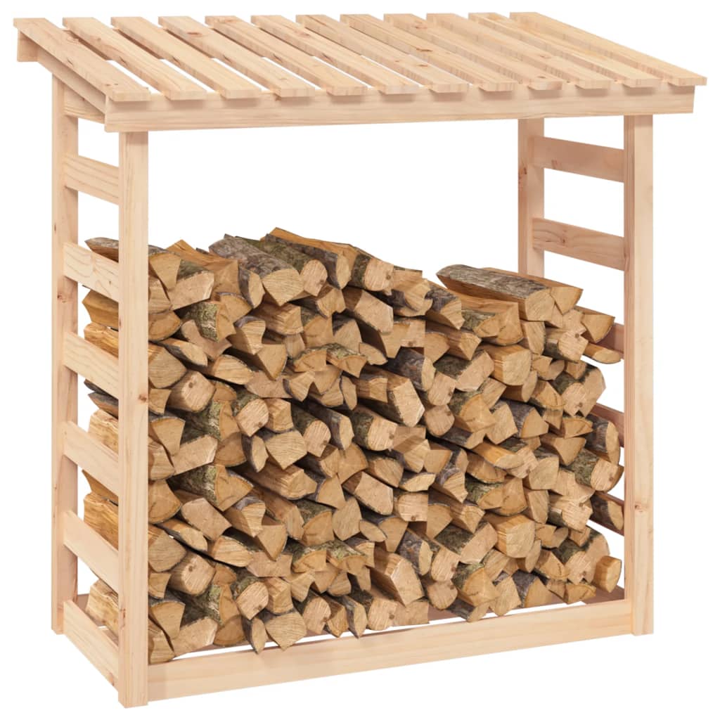Leñero de madera maciza de pino 108x64,5x110 cm