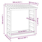 Leñero de madera maciza de pino 108x64,5x110 cm