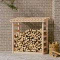 Leñero de madera maciza de pino 108x64,5x110 cm