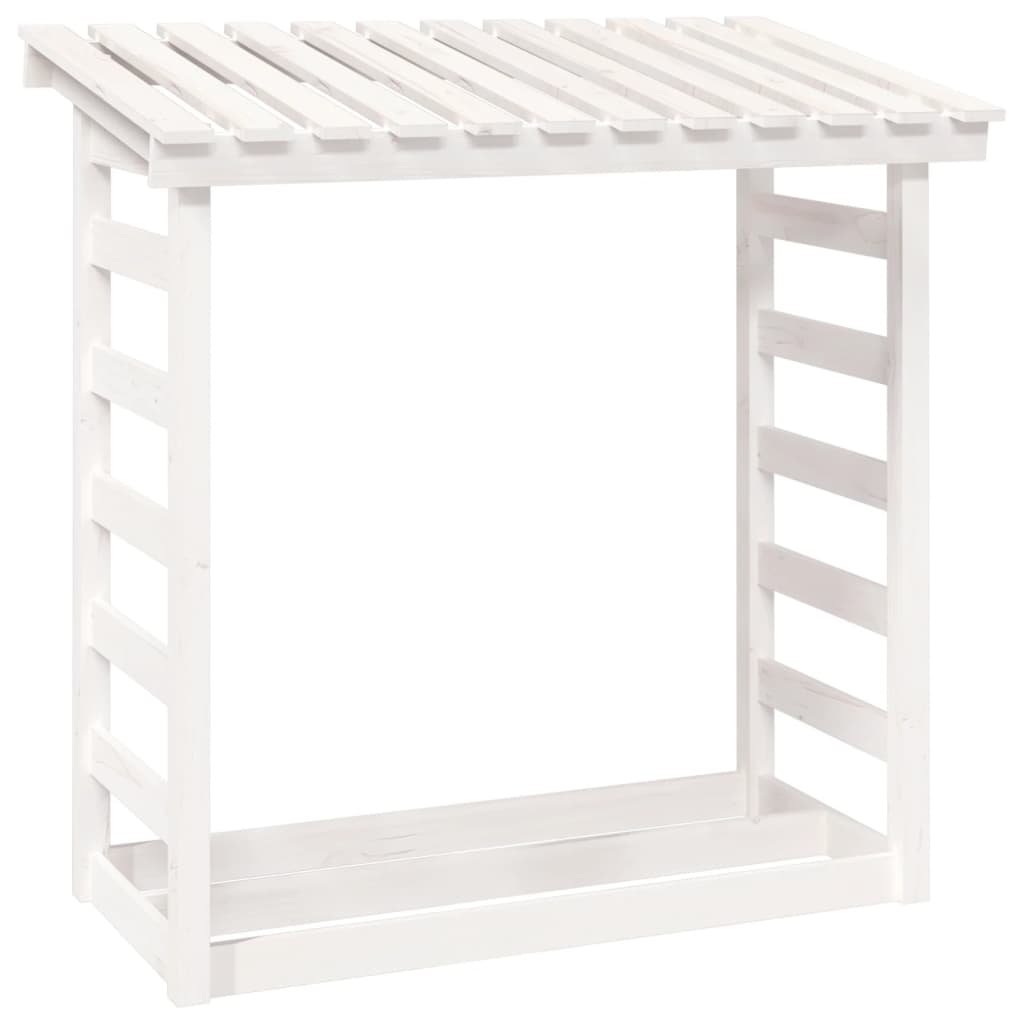 Leñero de madera maciza de pino blanco 108x64,5x110 cm