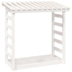 Leñero de madera maciza de pino blanco 108x64,5x110 cm